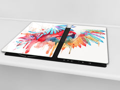 Tempered GLASS Cutting Board 60D01: Colorful parrot