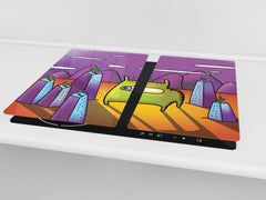 Tempered GLASS Kitchen Board D16 Blurby World: Cactus