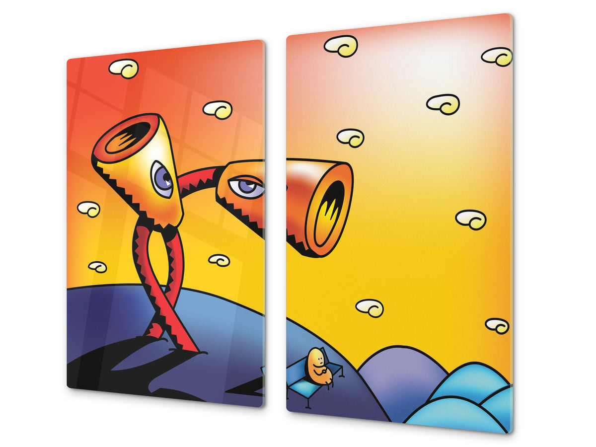 Tempered GLASS Kitchen Board D16 Blurby World: Call of the hills