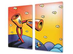 Tempered GLASS Kitchen Board D16 Blurby World: Call of the hills