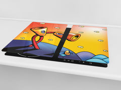 Tempered GLASS Kitchen Board D16 Blurby World: Call of the hills