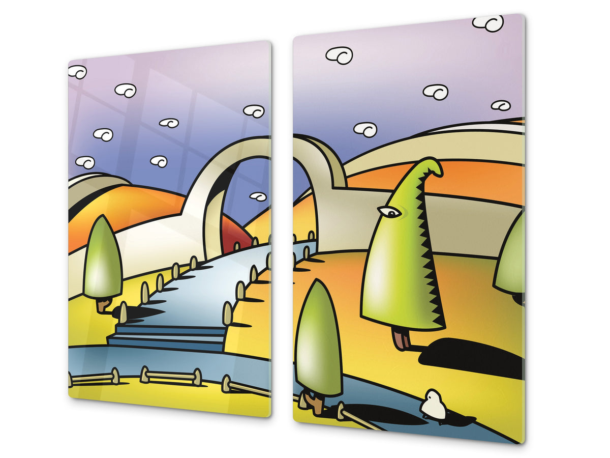 Tempered GLASS Kitchen Board D16 Blurby World: Shadow