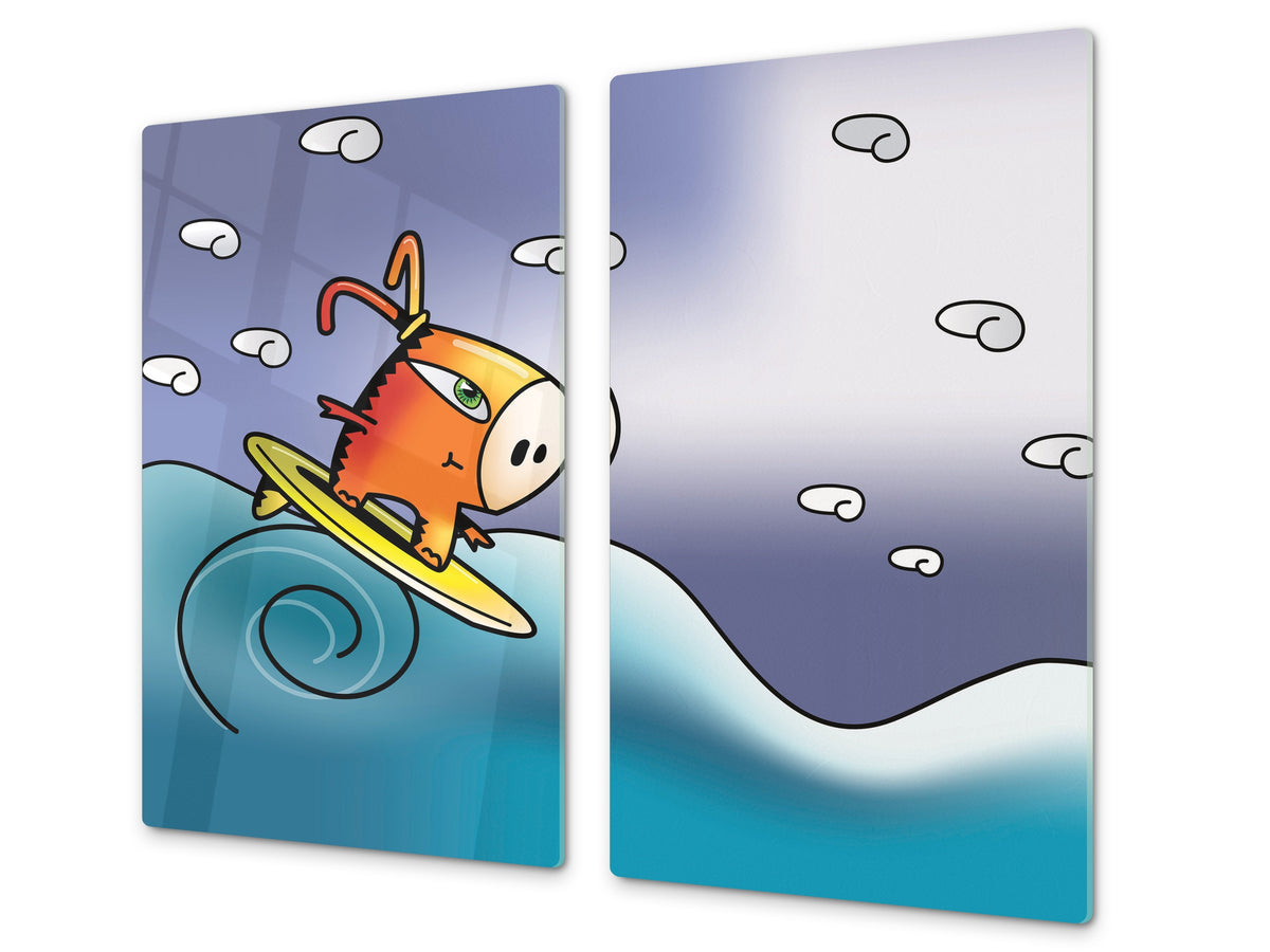Tempered GLASS Kitchen Board D16 Blurby World: Wave