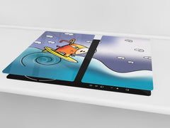 Tempered GLASS Kitchen Board D16 Blurby World: Wave