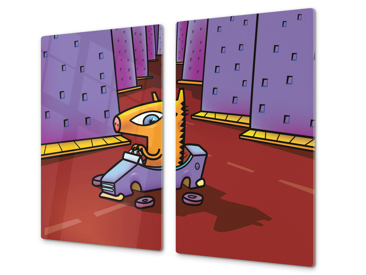 Tempered GLASS Kitchen Board D16 Blurby World: Wheelsoff