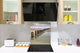 Einzigartiges Glas-Küchenpanel – Hartglas-Rückwand – Kunstdesign Glasaufkantung BS20 Serie Meerwasser:  West Beach Stumps