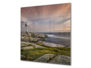 Glass kitchen backsplash – Photo backsplash BS20 Seawater Series: Lighthouse 1