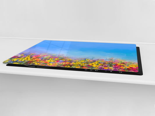 ENORMOUS  Tempered GLASS Chopping Board - Flower series DD06A Colorful clearing 1