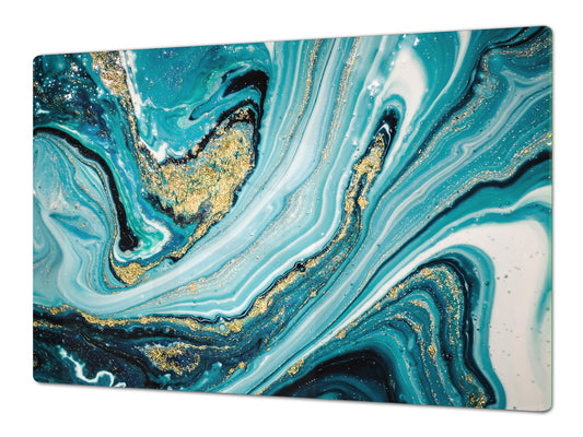 HUGE TEMPERED GLASS COOKTOP COVER – Glass Cutting Board and Worktop Saver DD33 Colourful abstractions Series: New ocean briefing