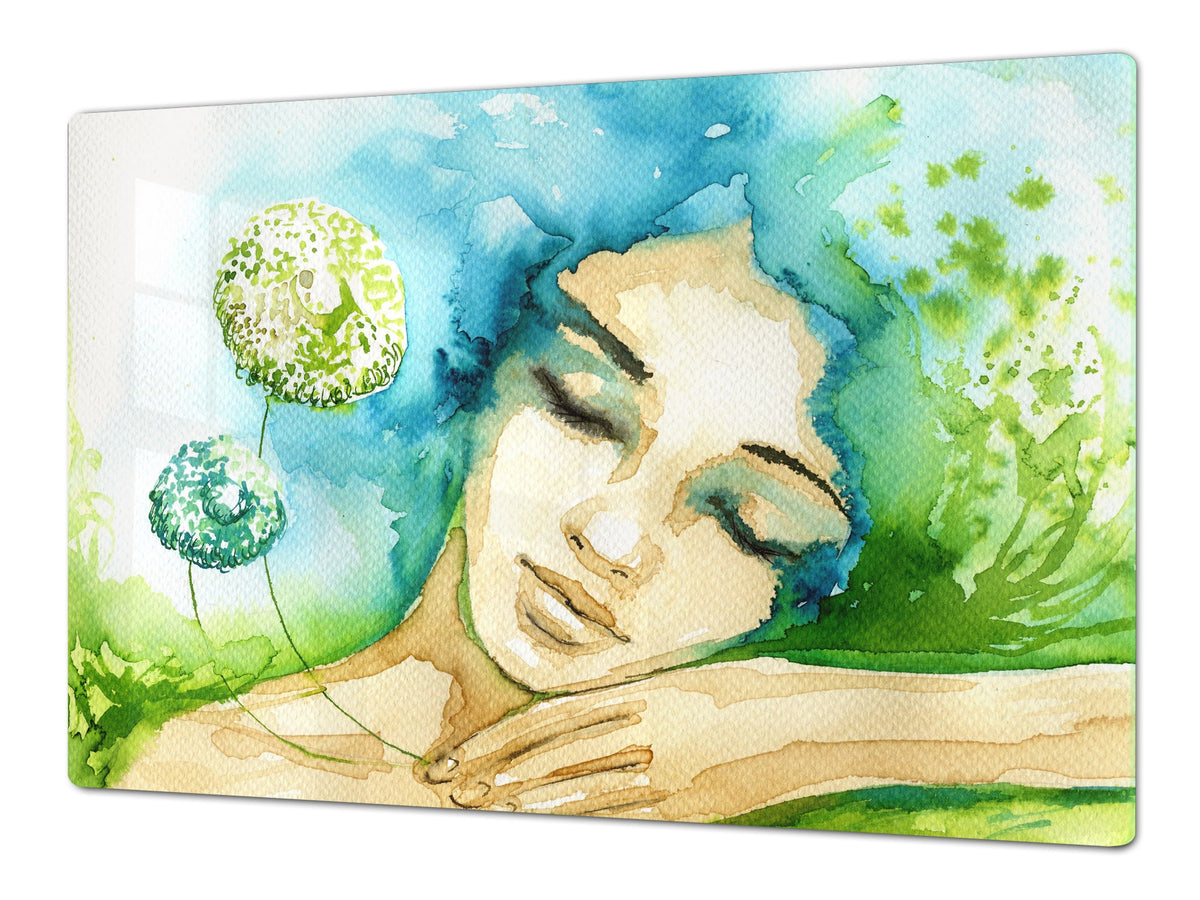 Worktop saver and Pastry Board – Cooktop saver; Series: Outside Series DD19 A sleeping woman