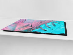 HUGE Cutting Board – Worktop saver and Pastry Board – Glass Kitchen Board DD37 Vintage leaves and patterns Series: Gradient jungle