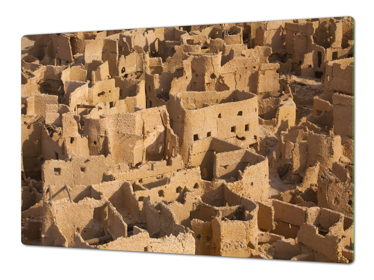 Tempered GLASS Chopping Board – Enormous Induction Cooktop Cover - City Series DD12 Ancient city