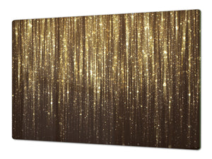 Gigantic Worktop saver and Pastry Board - Tempered GLASS Cutting Board - MEASURES: SINGLE: 80 x 52 cm; DOUBLE: 40 x 52 cm; DD38 Golden Waves Series: Gold glitter