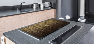 Gigantic Worktop saver and Pastry Board - Tempered GLASS Cutting Board - MEASURES: SINGLE: 80 x 52 cm; DOUBLE: 40 x 52 cm; DD38 Golden Waves Series: Gold glitter
