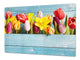 ENORME tabla de cortar de VIDRIO templado - Serie de flores DD06A Coloridos Tulipanes 2