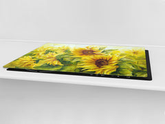 ENORMOUS  Tempered GLASS Chopping Board - Flower series DD06A Sunflower 3