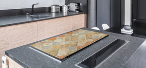 HUGE Cutting Board – Worktop saver and Pastry Board – Glass Kitchen Board DD37 Vintage leaves and patterns Series: Medieval Italian wall pattern
