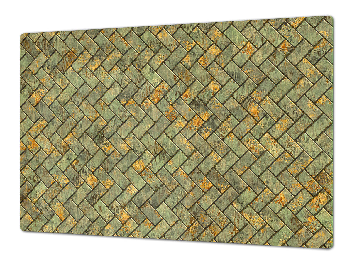 GIGANTIC CUTTING BOARD and Cooktop Cover - Glass Kitchen Board DD35 Textures and tiles 1 Series: Tiny golden tiles