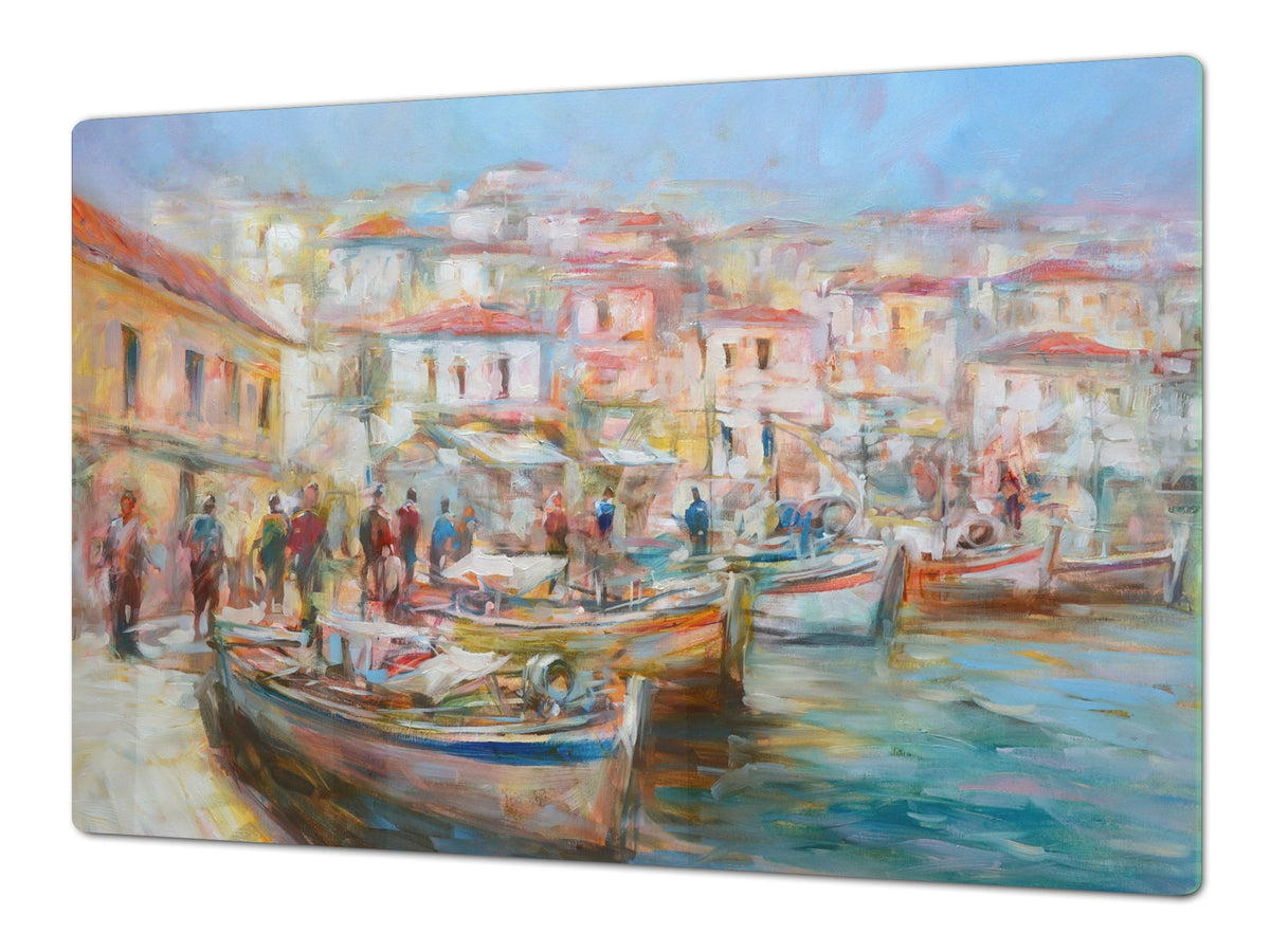 GIGANTIC CUTTING BOARD and Cooktop Cover- Image Series DD05A Italian boats