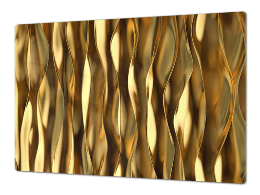 Gigantic Worktop saver and Pastry Board - Tempered GLASS Cutting Board - MEASURES: SINGLE: 80 x 52 cm; DOUBLE: 40 x 52 cm; DD38 Golden Waves Series: Liquid gold 1