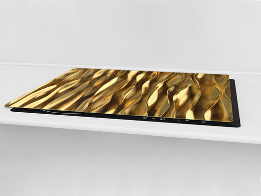Gigantic Worktop saver and Pastry Board - Tempered GLASS Cutting Board - MEASURES: SINGLE: 80 x 52 cm; DOUBLE: 40 x 52 cm; DD38 Golden Waves Series: Liquid gold 1