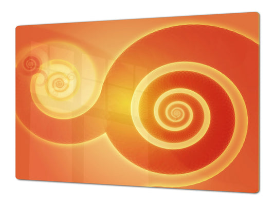 UNIQUE Tempered GLASS Kitchen Board – Abstract Series DD14 Orange theme