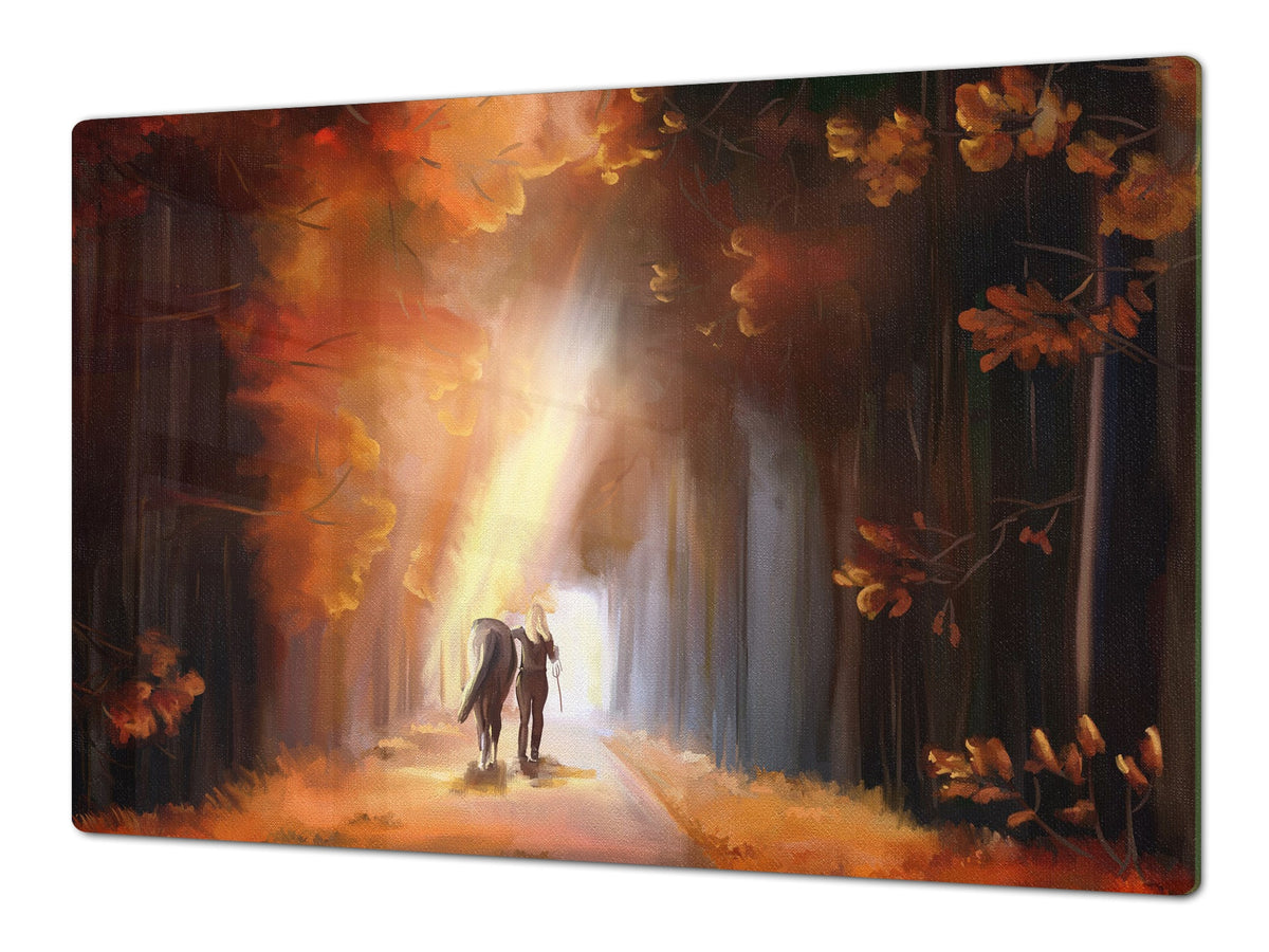 GIGANTIC CUTTING BOARD and Cooktop Cover- Image Series DD05A Departure with the horse