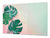 BIG KITCHEN BOARD & Induction Cooktop Cover – Glass Pastry Board – SINGLE: 80 x 52 cm (31,5” x 20,47”); DOUBLE: 40 x 52 cm (15,75” x 20,47”); DD41 Tropical Leaves Series: Monstera on pink background