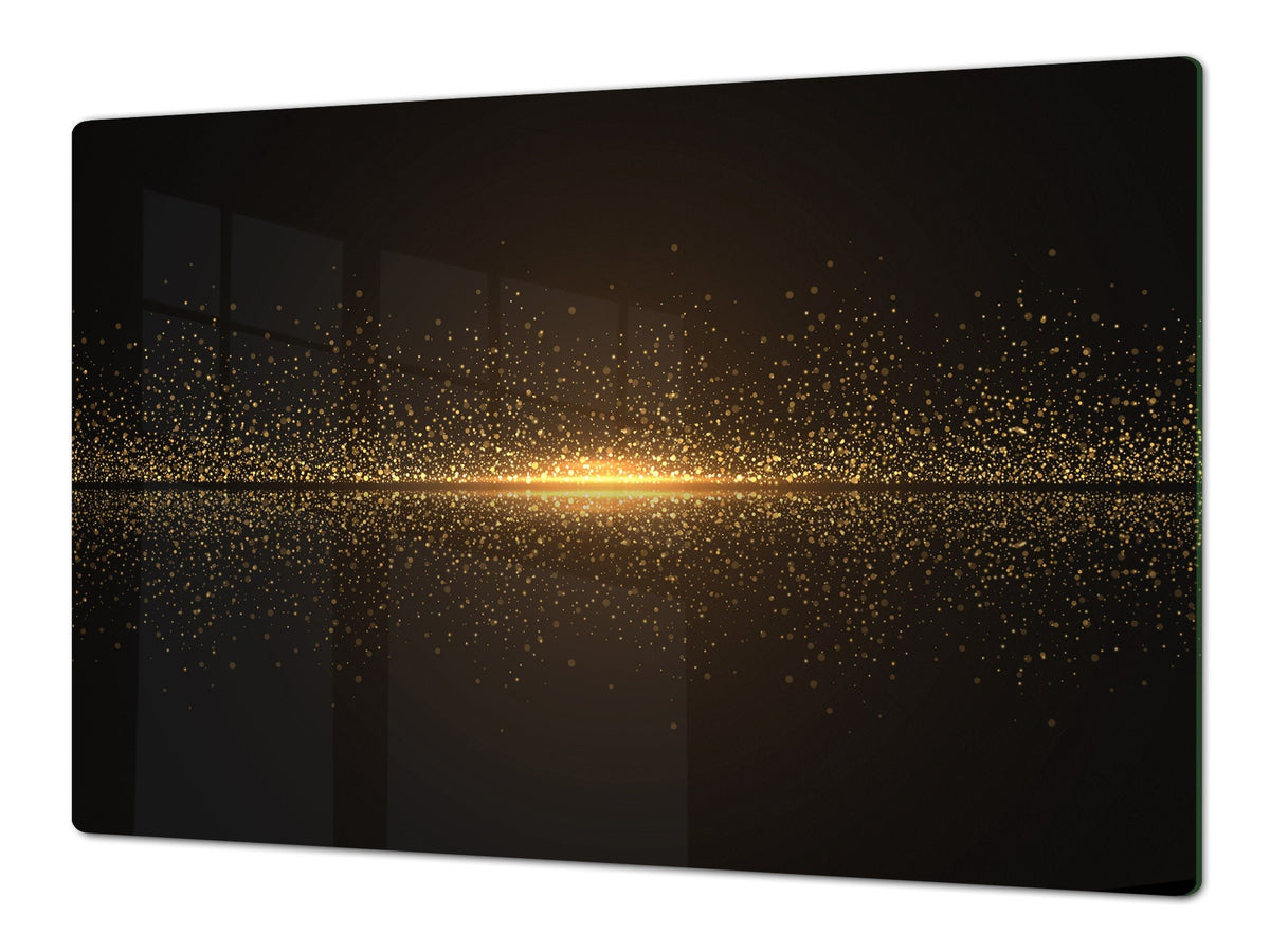 Gigantic Worktop saver and Pastry Board - Tempered GLASS Cutting Board - MEASURES: SINGLE: 80 x 52 cm; DOUBLE: 40 x 52 cm; DD38 Golden Waves Series: Sparkling golden dust