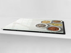 Schneidbrett aus Hartglas und schützende Arbeitsoberfläche – Schneideplatten: Sehr groß Küchenbrett aus Hartglas und Kochplattenabdeckung; spice series DD03B: Grains 1