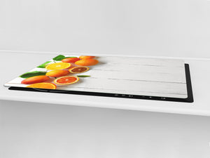 Enorm Küchenbrett aus Hartglas und Induktionskochplattenabdeckung; Fruit and Vegetables series DD02: Oranges