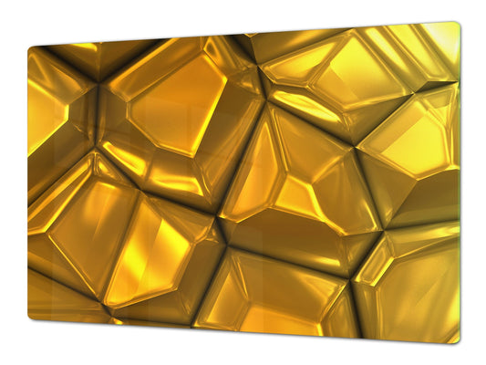 Gigantic Worktop saver and Pastry Board - Tempered GLASS Cutting Board - MEASURES: SINGLE: 80 x 52 cm; DOUBLE: 40 x 52 cm; DD38 Golden Waves Series: Gold bars