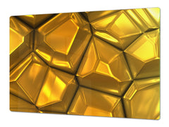Gigantic Worktop saver and Pastry Board - Tempered GLASS Cutting Board - MEASURES: SINGLE: 80 x 52 cm; DOUBLE: 40 x 52 cm; DD38 Golden Waves Series: Gold bars