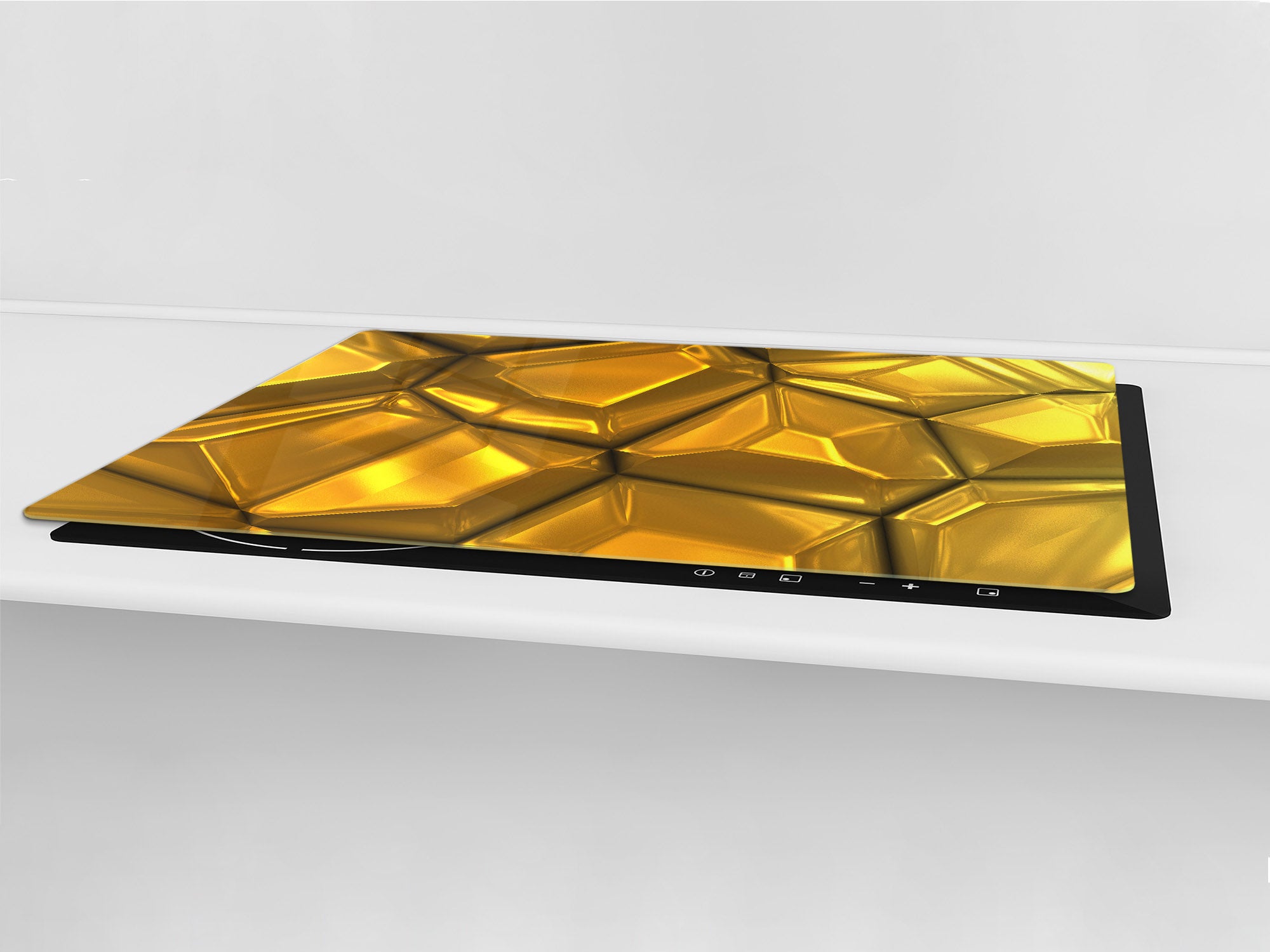 Gigantic Worktop saver and Pastry Board - Tempered GLASS Cutting Board - MEASURES: SINGLE: 80 x 52 cm; DOUBLE: 40 x 52 cm; DD38 Golden Waves Series: Gold bars