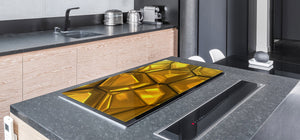 Gigantic Worktop saver and Pastry Board - Tempered GLASS Cutting Board - MEASURES: SINGLE: 80 x 52 cm; DOUBLE: 40 x 52 cm; DD38 Golden Waves Series: Gold bars