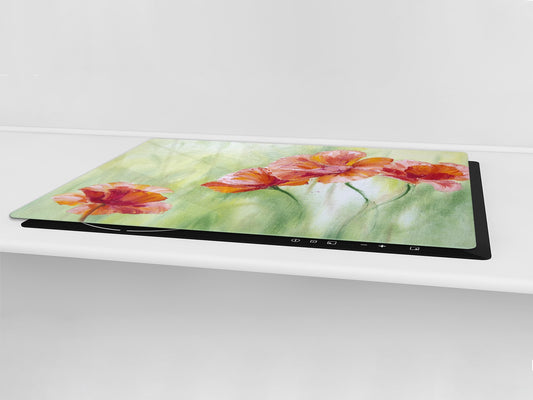 ENORMOUS  Tempered GLASS Chopping Board - Flower series DD06A Poppies 2