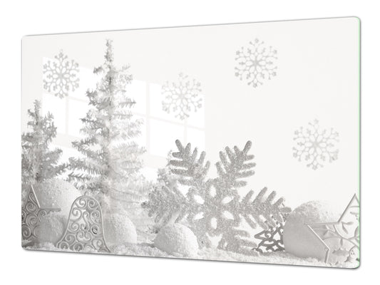 HUGE TEMPERED GLASS COOKTOP COVER - DD30 Christmas Series: Snowflake