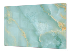 Gigantic Worktop saver and Pastry Board - Tempered GLASS Cutting Board DD21 Marbles 1 Series: Turqouise onyx pattern