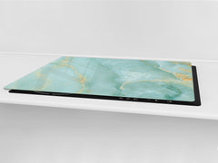 Gigantic Worktop saver and Pastry Board - Tempered GLASS Cutting Board DD21 Marbles 1 Series: Turqouise onyx pattern