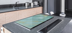 Gigantic Worktop saver and Pastry Board - Tempered GLASS Cutting Board DD21 Marbles 1 Series: Turqouise onyx pattern