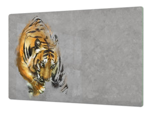 Gigante Cubre vitro resistente a golpes y arañazo -Tabla de cortar de vidrio templado - Encimera de trabajo – Serie de Animales  Tigre DD01 Flamenco