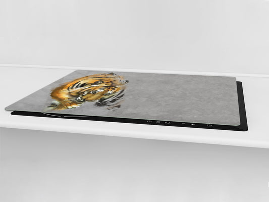 Gigantic Worktop saver and Pastry Board - Tempered GLASS Cutting Board Animals series DD01 Tiger