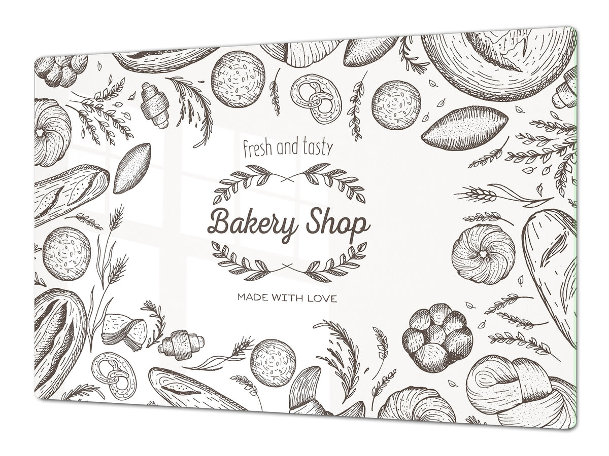 HUGE TEMPERED GLASS CHOPPING BOARD – Bread and flour series DD09 Bakery Shop