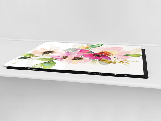 ENORMOUS  Tempered GLASS Chopping Board - Flower series DD06A Watercolor Flowers