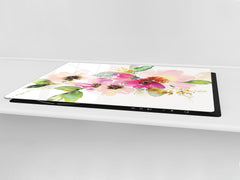 ENORMOUS  Tempered GLASS Chopping Board - Flower series DD06A Watercolor Flowers