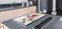 ENORMOUS  Tempered GLASS Chopping Board - Flower series DD06A Watercolor Flowers