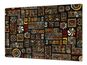 Riesig Schneidbrett aus Hartglas und schützende Arbeitsoberfläche; Egyptian Series DD15:  Ethnic handmade deco