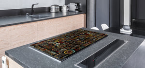 HUGE TEMPERED GLASS COOKTOP COVER - Egyptian Series DD15 Ethnic handmade deco