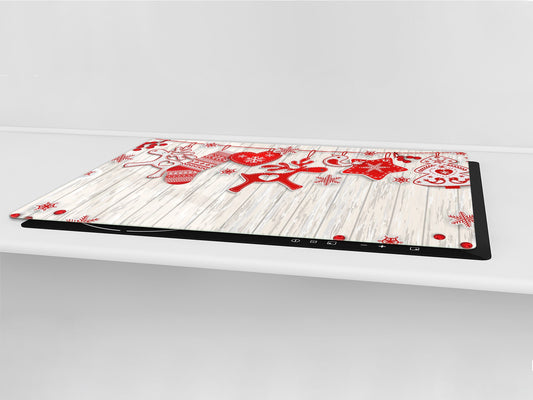 HUGE TEMPERED GLASS COOKTOP COVER - DD30 Christmas Series: Reindeer wreath