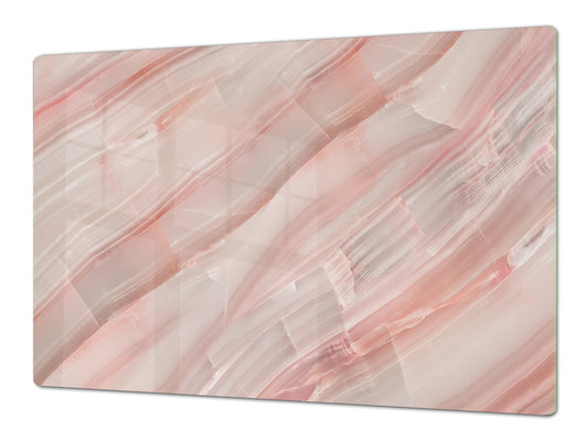 UNIQUE Tempered GLASS Kitchen Board – Impact & Scratch Resistant Cooktop cover DD32 Marbles 2 Series: Carrara pink marble